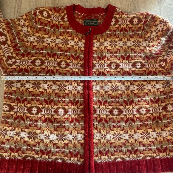 VINTAGE Abercrombie 100% Wool Fair Isle Sweater Nordic Women’s RED - Picture 5 of 5